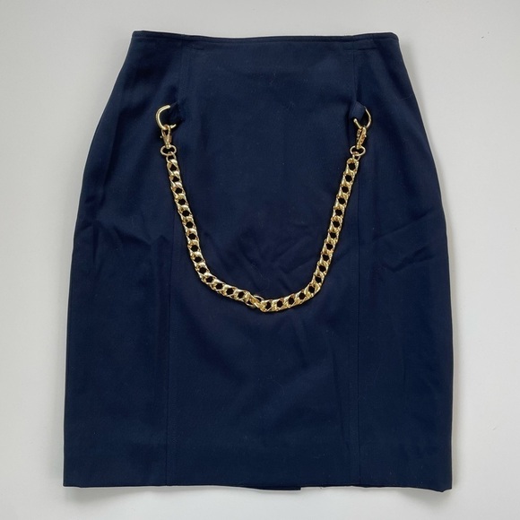 MaxMara Women's Navy 100% Virgin Wool Skirt Made in Italy Size 8 - Picture 1 of 9